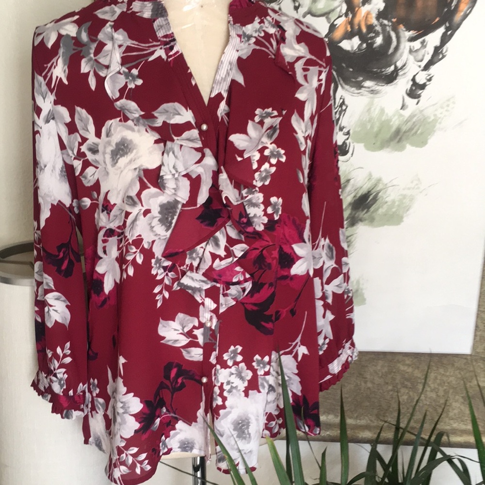 Karl Lagerfeld Red Floral Women's Top